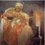 Woman With a Burning Candle, Alphonse Mucha